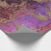Grungy Lila Old Maroon Gold Wreath Blush Royal Geschenkpapier (Ecke)