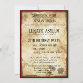 Grungy Lunatic Asylum Birthday Einladung (Vorderseite)