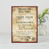 Grungy Lunatic Asylum Birthday Einladung (Stehend Vorderseite)