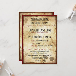 Grungy Lunatic Asylum Birthday Einladung
