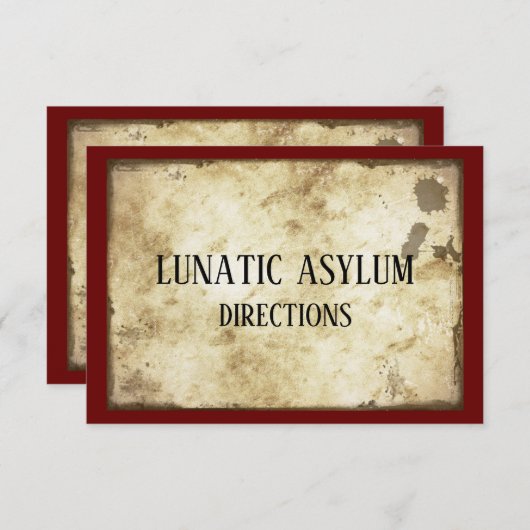 Grungy Lunatic Asylum Birthday Party Begleitkarte (Vorne/Hinten)