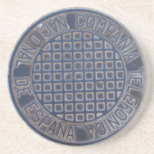 Grungy Metal Telefonica Manhole Getränkeuntersetzer (Vorne)