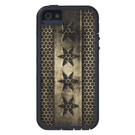 Grungy Metallchicago-Flagge Case-Mate iPhone Hülle (Rückseite)