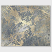 Grungy Molten Silver Gold Marmor Shiny Metallic Geschenkpapier (Flach)