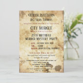 Grungy Murder Mystery Birthday Einladung (Stehend Vorderseite)