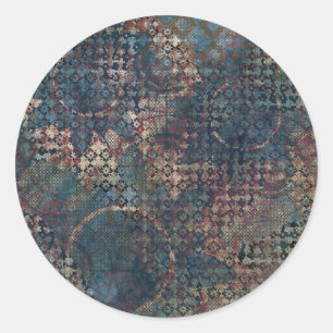 Grungy Muster mit Messy Patchwork of Textures Runder Aufkleber