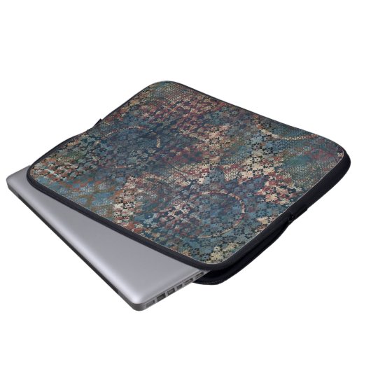 Grungy Muster mit unordentlichem Patchwork von Laptopschutzhülle (Vorne Knopf)