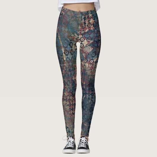 Grungy Muster mit unordentlichem Patchwork von Leggings (Vorderseite)