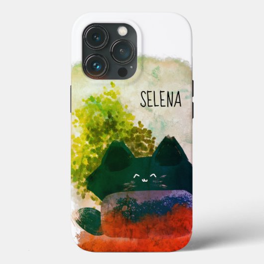 Grungy Niedlicher Cartoon Hidden Fluffy Cat Case-Mate iPhone Hülle (Rückseite)