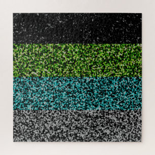 Grungy Noisy Abstract Quoiromantische Pride-Flagge Puzzle