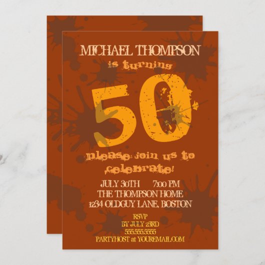 Grungy Old Birthday Typ Party Einladung (Vorne/Hinten)