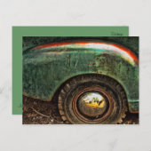 Grungy Old Green Rusty Truck Hubcap Tire - Postcar Postkarte (Vorne/Hinten)