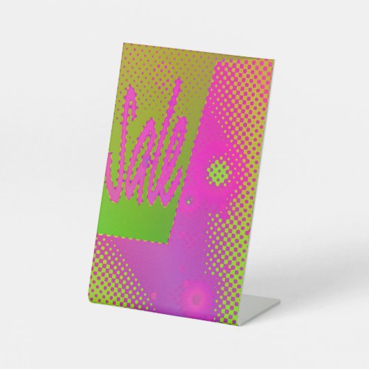 Grungy Pedestyzeichen mit fetten Neonelementen Sockelschild (Vorderseite)