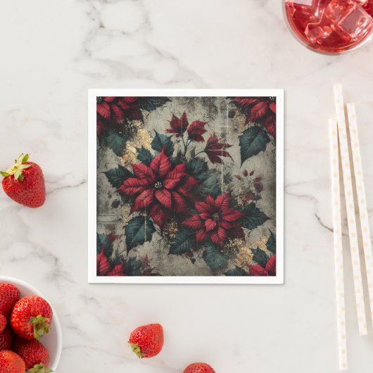 Grungy Poinsettia Tapete Decoupage Paper Serviette (Beispiel)
