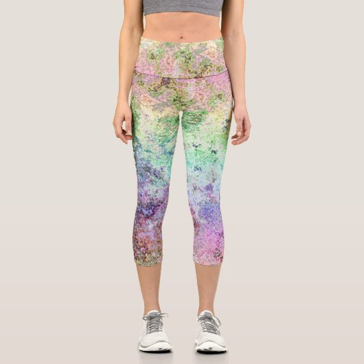 Grungy Rainbow Capri Leggings (Vorderseite)