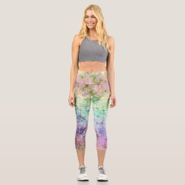 Grungy Rainbow Capri Leggings
