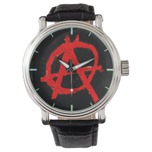 Grungy Red Anarchy Symbol Armbanduhr