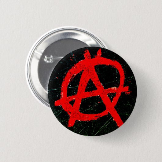 Grungy Red Anarchy Symbol Button (Vorne & Hinten)