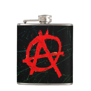 Grungy Red Anarchy Symbol Flachmann