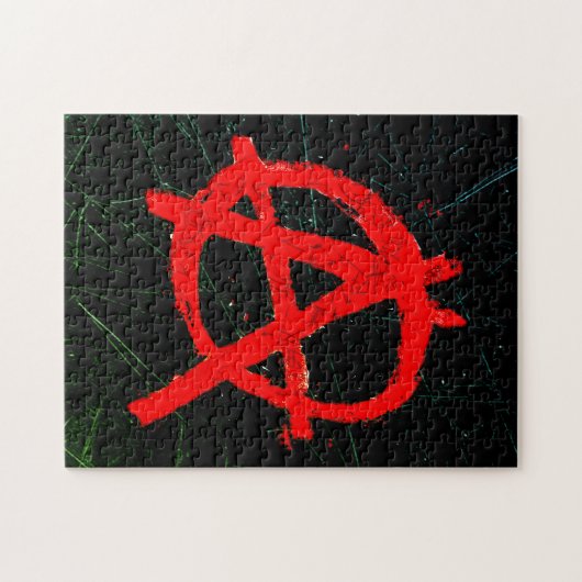 Grungy Red Anarchy Symbol Puzzle (Horizontal)