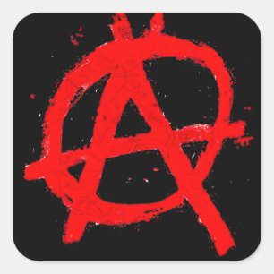 Grungy Red Anarchy Symbol Quadratischer Aufkleber