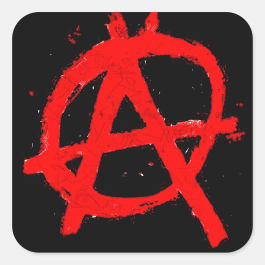 Grungy Red Anarchy Symbol Quadratischer Aufkleber (Vorderseite)