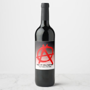 Grungy Red Anarchy Symbol Weinetikett