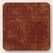 Grungy Red and Gold Floral Pattern Untersetzer (Vorderseite)