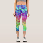 Grungy Regenbogen Capri Leggings (Vorderseite)