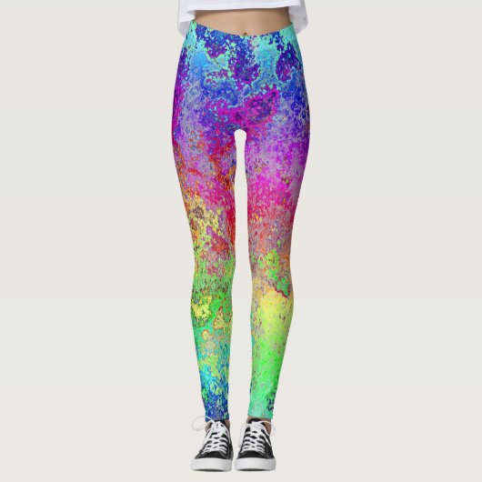 Grungy Regenbogen Leggings (Vorderseite)