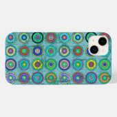 Grungy Retro Blue Circle Pattern Case-Mate iPhone Hülle (Rückseite (Horizontal))