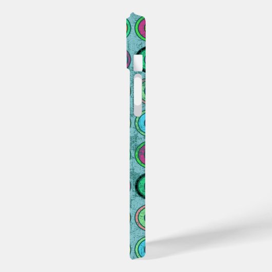 Grungy Retro Blue Circle Pattern Case-Mate iPhone Hülle (Rückseite / Links)