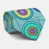 Grungy Retro Blue Circle Pattern Krawatte (Gerollt)