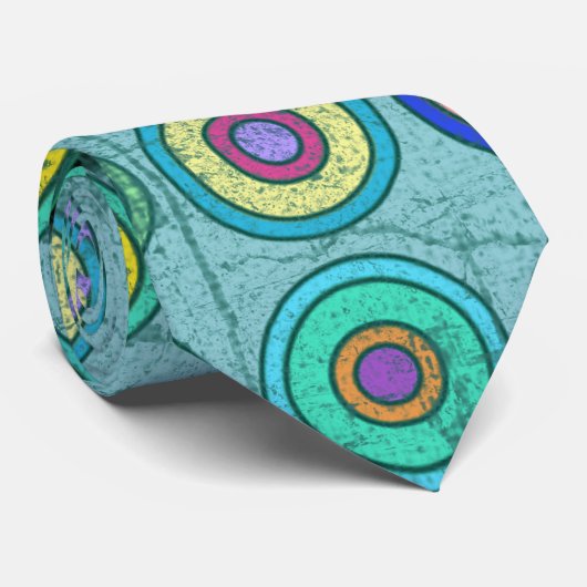Grungy Retro Blue Circle Pattern Krawatte (Gerollt)