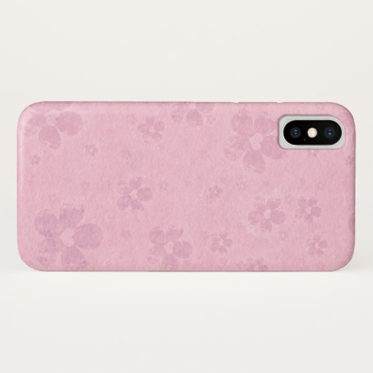 Grungy rosa Blumen-Herz-Muster Case-Mate iPhone Hülle (Rückseite (Horizontal))