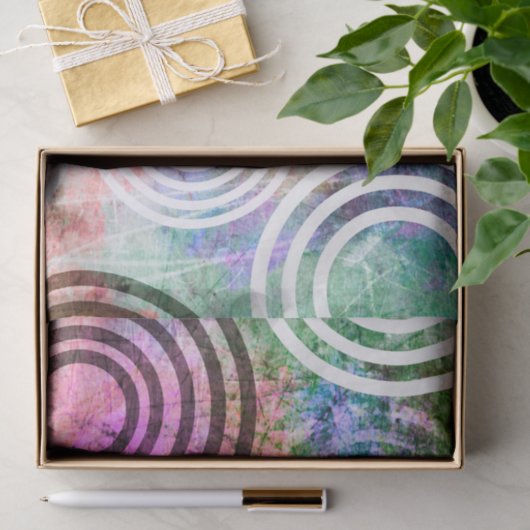 Grungy rosa/grünes Kreis-Muster Seidenpapier (Geschenk)