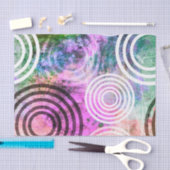 Grungy rosa/grünes Kreis-Muster Seidenpapier (Handwerk)