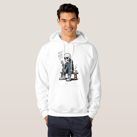 Grungy Skelett mit Hoodie Grafik Kunst  (Vorne ganz)