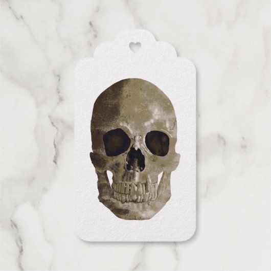 Grungy Skull Halloween Geschenkanhänger (Rückseite)
