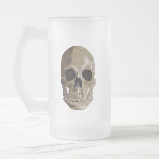 Grungy Skull Halloween Mattglas Bierglas (Links)