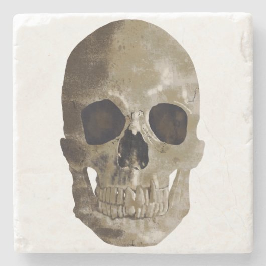 Grungy Skull Halloween Steinuntersetzer (Vorderseite)