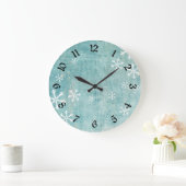 Grungy Snowflakes Große Wanduhr (Zuhause)