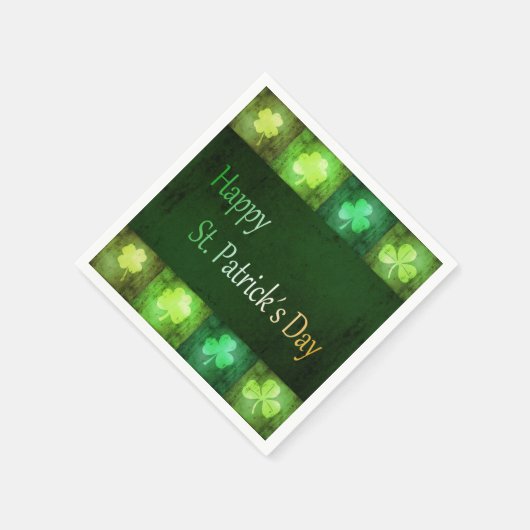 Grungy St. Patrick's Day Kleeblatts - Paper Napkin Serviette (Ecke)