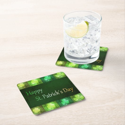 Grungy St. Patrick's Day Kleeblatts - Paper Unters Rechteckiger Pappuntersetzer (Vor Ort)
