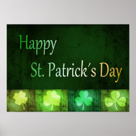 Grungy St. Patrick's Day Kleeblatts - Poster Print