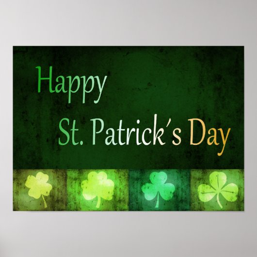 Grungy St. Patrick's Day Kleeblatts - Poster Print (Vorne)