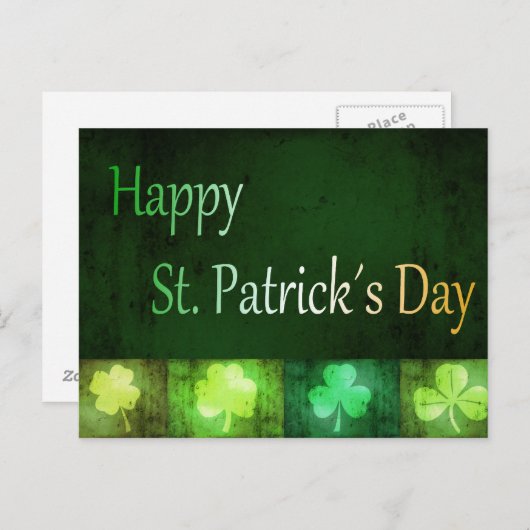 Grungy St. Patrick's Day Kleeblatts - Postkarte (Vorne/Hinten)