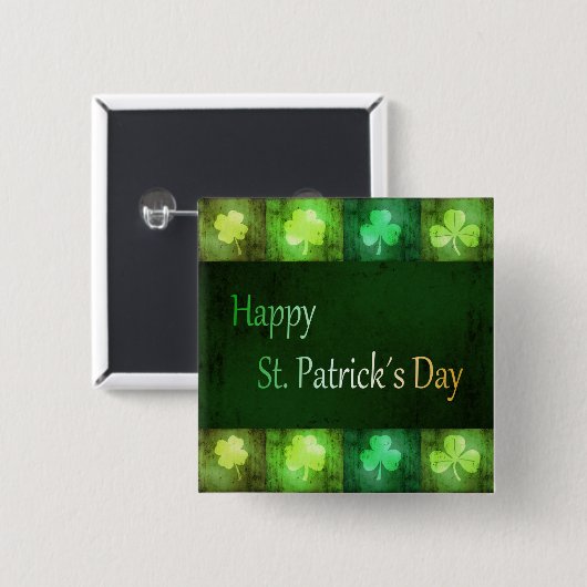 Grungy St. Patrick's Day Kleeblatts - Schaltfläche Button (Vorne & Hinten)