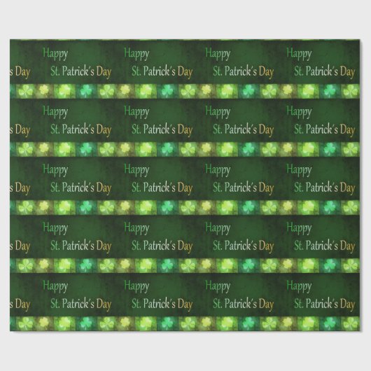 Grungy St. Patrick's Day Kleeblatts Wrapping Paper Geschenkpapier (Flach)