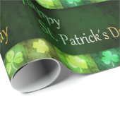 Grungy St. Patrick's Day Kleeblatts Wrapping Paper Geschenkpapier (Rolleneckpunkt)